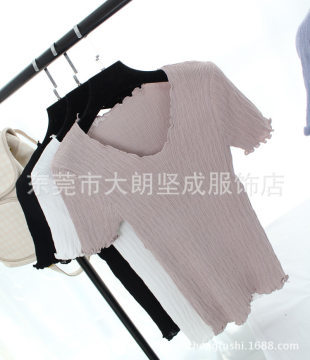 2016韩版麻冰丝波浪边V领针织衫 夏日女性的优雅之选