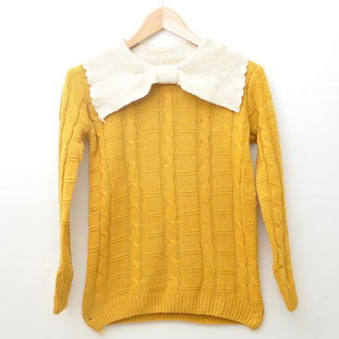 2012秋冬女装潮流 日系甜美复古风，大蝴蝶结翻领针织衫点亮衣橱